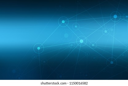Dark BLUE vector template with circles, triangles. Design with connection of dots and lines on colorful background. Completely new template for your brand book.