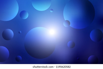 Dark BLUE vector template with circles. Blurred bubbles on abstract background with colorful gradient. Completely new template for your brand book.