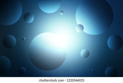 Dark BLUE vector template with circles. Blurred decorative design in abstract style with bubbles. Pattern can be used for futuristic ad, booklets.