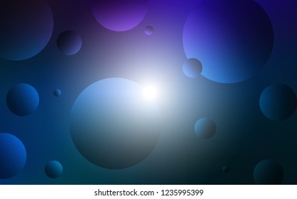 Dark BLUE vector template with circles. Blurred bubbles on abstract background with colorful gradient. Pattern can be used as texture of wallpapers.