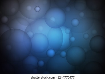 Dark BLUE vector template with circles. Abstract illustration with colored bubbles in nature style. The pattern can be used for aqua ad, booklets.