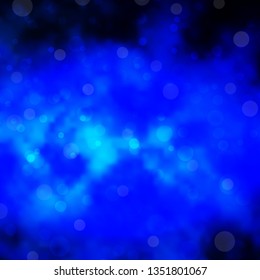 Dark BLUE vector template with circles. Abstract decorative design in gradient style with bubbles. Pattern for booklets, leaflets.