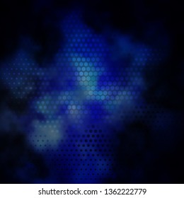 Dark BLUE vector template with circles. Colorful illustration with gradient dots in nature style. Design for your commercials.
