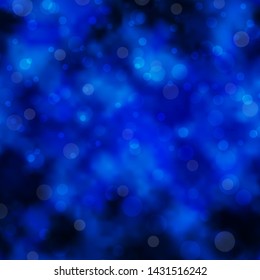 Dark BLUE vector template with circles. Illustration with set of shining colorful abstract spheres. Design for your commercials.