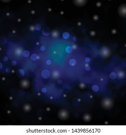 Dark BLUE vector template with circles, stars. Colorful illustration with gradient dots, stars. Pattern for booklets, leaflets.