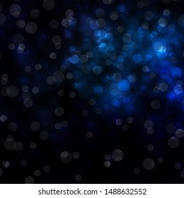 Dark BLUE vector template with circles. Illustration with set of shining colorful abstract spheres. Pattern for booklets, leaflets.