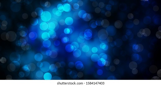 Dark BLUE vector template with circles. Illustration with set of shining colorful abstract spheres. New template for a brand book.
