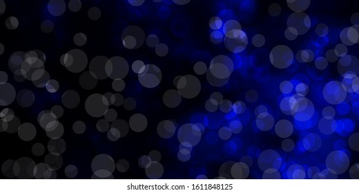 Dark BLUE vector template with circles. Illustration with set of shining colorful abstract spheres. New template for a brand book.