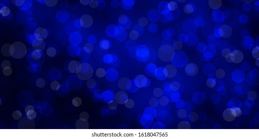 Dark BLUE vector template with circles. Abstract decorative design in gradient style with bubbles. Pattern for business ads.