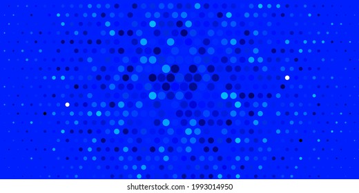 Dunkle BLAU-Vektorvorlage mit Kreisen. Illustration mit einer Reihe von leuchtenden bunten abstrakten Kugeln. Muster für Webseiten.