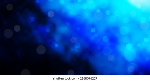 Dark BLUE vector template with circles. Abstract decorative design in gradient style with bubbles. Pattern for business ads.