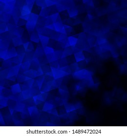 Dark BLUE vector template with crystals, squares. Illustration with set of colorful triangles, squares. Template for wallpapers.
