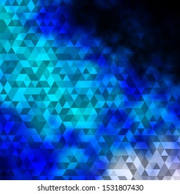 Dark BLUE vector template with crystals, triangles. Triangles on abstract background with colorful gradient. Pattern for commercials.