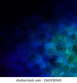 Dark BLUE vector template with crystals, squares. Lines, rhombus with colorful gradient. Pattern for websites.