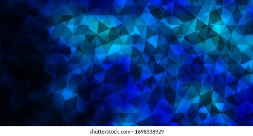 Plantilla vectorial azul oscuro con cristales, triángulos. Ilustración abstracta moderna con triángulos coloridos. Plantilla para páginas de destino.