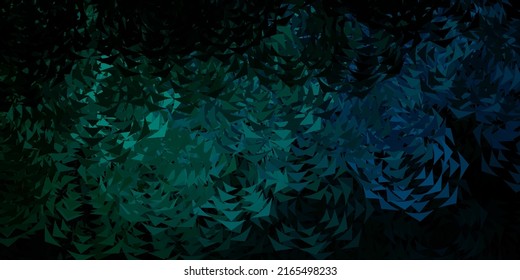 Plantilla vectorial azul oscuro con cristales, triángulos. Triángulos sobre fondo abstracto con gradiente colorido. Patrón para sitios web.
