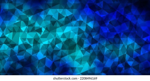 Plantilla de vector azul oscuro con cristales, triángulos. Diseño decorativo de estilo abstracto con triángulos. Plantilla para fondos de pantalla.