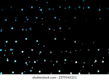 Plantilla de vector azul oscuro con cristales, círculos, cuadrados. Ilustración abstracta con puntos coloridos, líneas, cubos. El patrón se puede usar para sitios web.