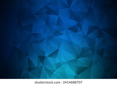 Plantilla de vector azul oscuro con cristales, triángulos. Triángulos sobre fondo abstracto con gradiente colorido. Diseño moderno para su tarjeta de visita.