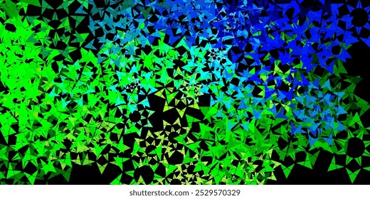 Plantilla de Vector azul oscuro con cristales, triángulos. Ilustración de gradiente Abstractas con triángulos. Patrón para folletos, folletos