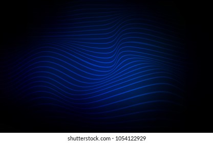 Dark BLUE vector template with curved lines. A completely new color illustration in a vague style. Brand-new style for your business design.
