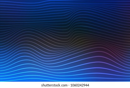Dark BLUE vector template with curved lines. Glitter abstract illustration with wry lines. The elegant pattern of a brand book.
