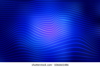Dark BLUE vector template with curved ribbons. Geometric illustration in Origami style with gradient.  The polygonal design for your web site.