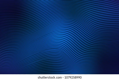 Dark BLUE vector template with curved lines. An elegant bright illustration with gradient. The template for background of cell phones.