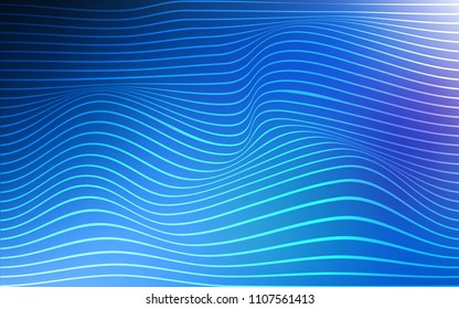 Dark BLUE vector template with curved ribbons. Geometric illustration in Origami style with gradient.  The template for background of cell phones.
