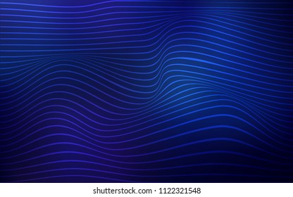 Dark BLUE vector template with curved lines. Blurred geometric sample with gradient.  A completely new template for your business design.