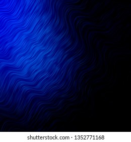 Dark BLUE vector template with curved lines. Colorful illustration with curved lines. Pattern for booklets, leaflets.