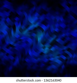 Dark BLUE vector template with curved lines. Abstract gradient illustration with wry lines. Pattern for ads, commercials.