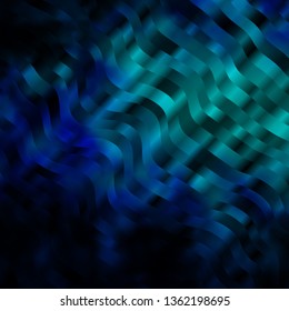 Dark BLUE vector template with curved lines. Illustration in halftone style with gradient curves. Pattern for websites, landing pages.