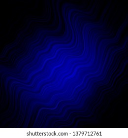Dark BLUE vector template with curved lines. Bright illustration with gradient circular arcs. Template for your UI design.