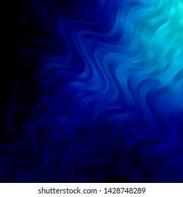 Dark BLUE vector template with curved lines. Illustration in halftone style with gradient curves. Design for your business promotion.