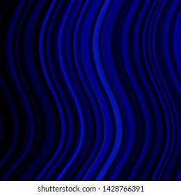 Dark BLUE vector template with curved lines. Colorful geometric sample with gradient curves.  Best design for your ad, poster, banner.
