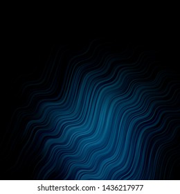 Dark BLUE vector template with curved lines. Abstract gradient illustration with wry lines. Pattern for busines booklets, leaflets