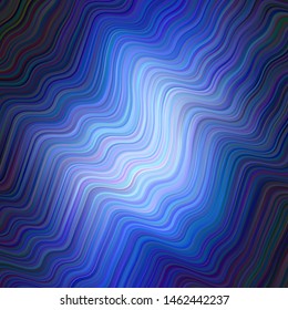 Dark BLUE vector template with curved lines. Shining colorful illustration in simple style. A new texture for your  ad, booklets, leaflets.