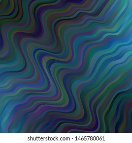 Dark BLUE vector template with curved lines. Colorful illustration in abstract style with bent lines. Pattern for ads, commercials.