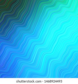 Dark BLUE vector template with curved lines. Colorful geometric sample with gradient lines.  Pattern for your business design.