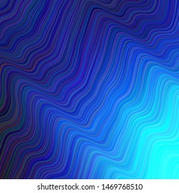 Dark BLUE vector template with curved lines. Colorful geometric sample with gradient lines.  Template for cell phone screens.