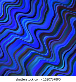 Dark BLUE vector template with curved lines. Colorful illustration in circular style with lines. Template for your UI design.