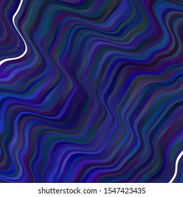 Dark BLUE vector template with curved lines. Colorful illustration with curved lines. Pattern for ads, commercials.