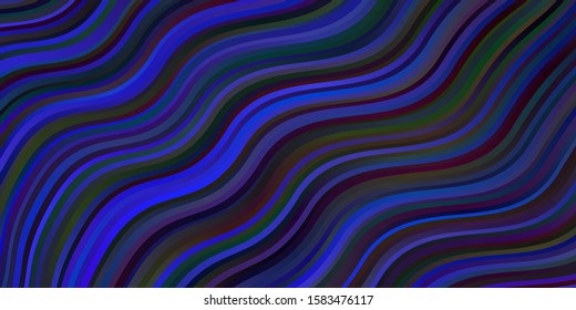 Dark BLUE vector template with curved lines. Colorful illustration in circular style with lines. Pattern for websites, landing pages.