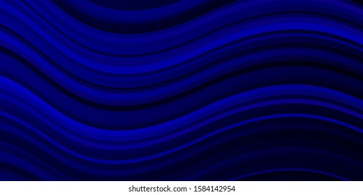 Dark BLUE vector template with curved lines. Colorful illustration with curved lines. Pattern for busines booklets, leaflets