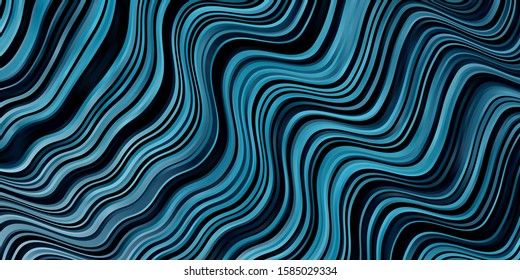 Dark BLUE vector template with curved lines. Abstract gradient illustration with wry lines. Pattern for commercials, ads.