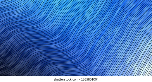 Dark BLUE vector template with curved lines. Gradient illustration in simple style with bows. Smart design for your promotions.