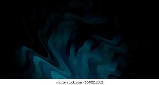 Plantilla vectorial azul oscuro con líneas curvas. Ilustración abstracta con líneas de degradado de banda. Plantilla para teléfonos móviles.