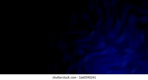 Dark BLUE vector template with curved lines. Illustration in halftone style with gradient curves. Pattern for ads, commercials.