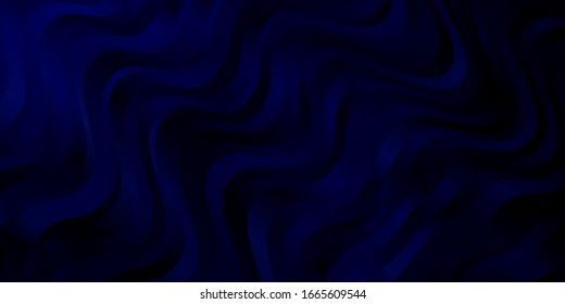 Dark BLUE vector template with curved lines. Abstract illustration with gradient bows. Pattern for ads, commercials.